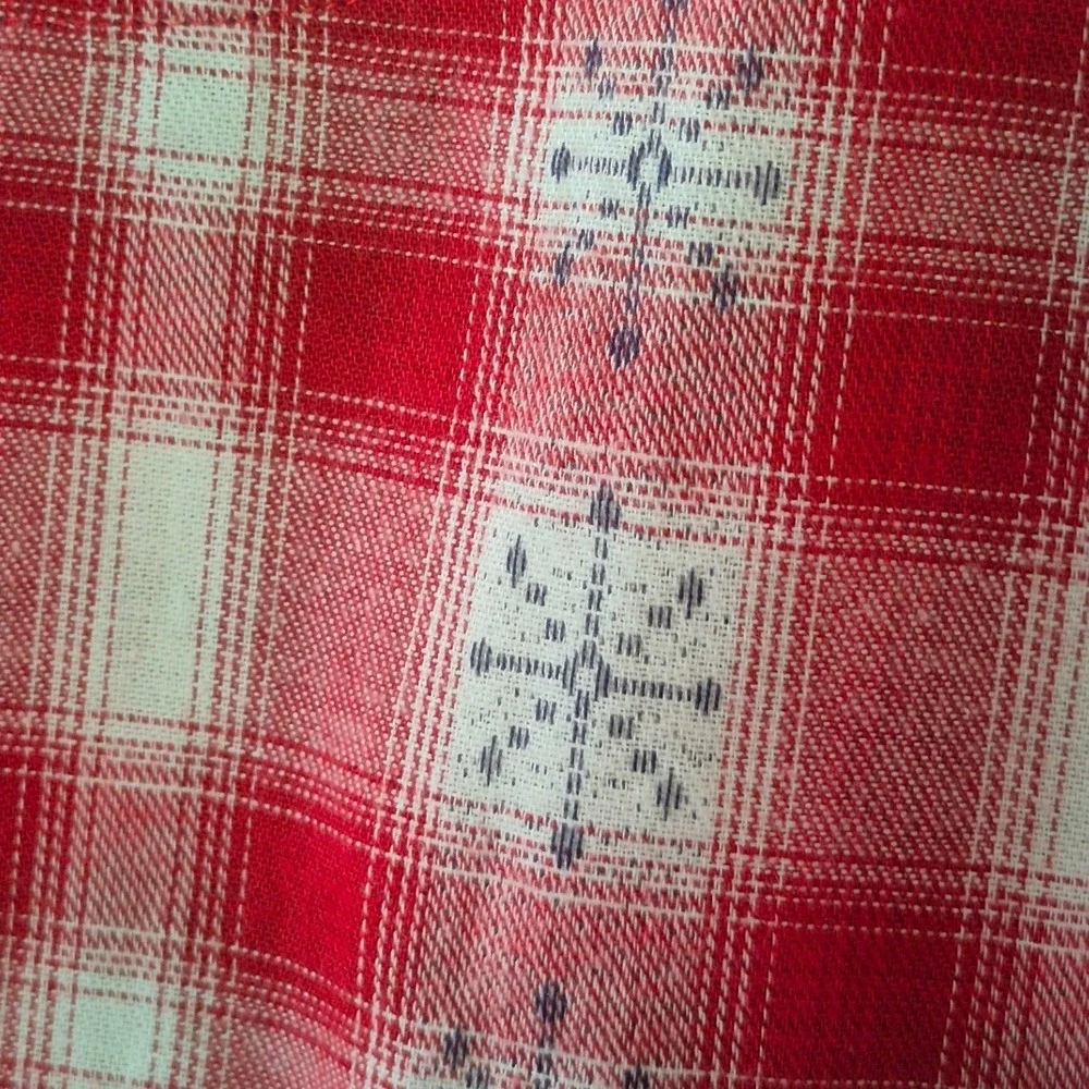Van Winkle & Co Womens Red Plaid Snowflake Portuguese Flannel Sleep Shirt Large